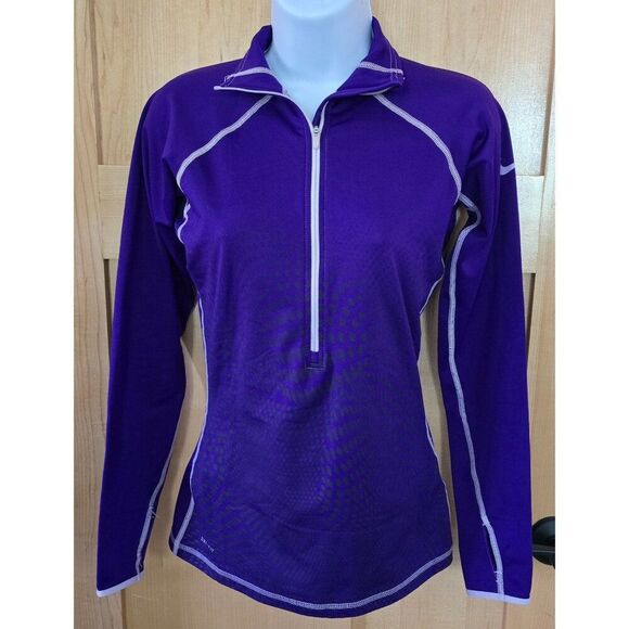 Nike Pro Purple Long Sleeve Quarter Zip Athletic Top workout running hiking gym - Picture 7 of 9